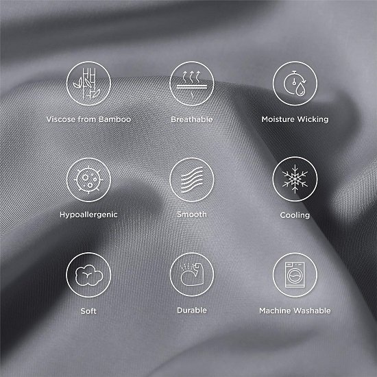 Cool Pillowcase Large - 100% Rayon, Sourced from Bamboo Dark Gray Pillowcases 2, Silky Soft Breathable Pillowcases with Envelope Closure, 20x30 inches