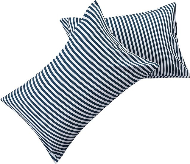 6 Piece Printed King Size Bed Sheets, Extra Soft Brushed Microfiber 1800 Bedding Pattern Sheets, Deep Pocket, Wrinkle & Fade Free, Navy Pinstripe