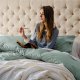 Linen Duvet Cover King - Linen Cotton Blend Duvet Cover Set, Sage Green Linen Duvet Cover, 3 Pieces, 1 Duvet Cover 104x90 Inches and 2 Pillowcases
