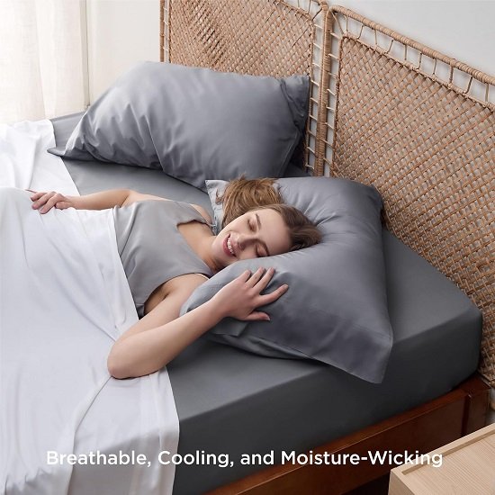 Cool Pillowcase Large - 100% Rayon, Sourced from Bamboo Dark Gray Pillowcases 2, Silky Soft Breathable Pillowcases with Envelope Closure, 20x30 inches