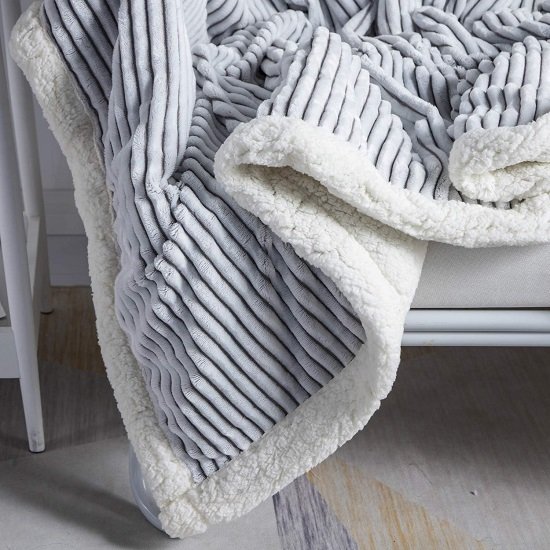 Blanket Fleece Throw – 51x63, Grey & White – Soft, Plush, Fluffy, Fuzzy, Warm, Cozy, Thick – Perfect for Couch, Bed, Sofa, Chair - Reversible Throw Blanket