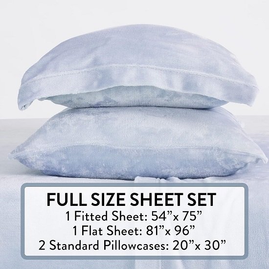 Ultra Soft Micro Fleece Sheets Set with Extra Deep Pockets | Extra Soft Velvet Fleece Sheet Set | Super Plush Polar Fleece | Velvet Plush Cozy Warmth  (Full, Glacier Blue)