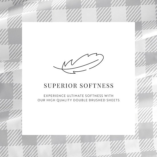 3 Piece Twin Bedding Set (Light Gray Plaid) - These super soft and cool sheets are perfect for your twin bed - Deep pockets fit 16" mattresses