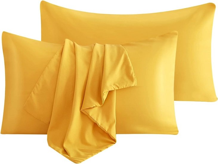 Pillow Cases Queen - Yellow Slip Pillow Cases for Hair and Skin 2 Pack 20x30 inches,Soft Chill & Breathable Pillow Cover with Envelope Closure