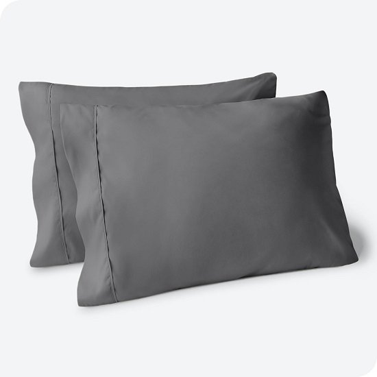 Microfiber Pillow Cases - Standard Size Set of 2 Cooling Pillowcases Double Brushed Grey Pack Easy Care (Standard Pillowcase 2, Grey)